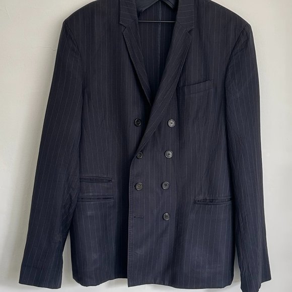 Neil Barrett double breast blazer in navy with white pinstripe. - Picture 1 of 6